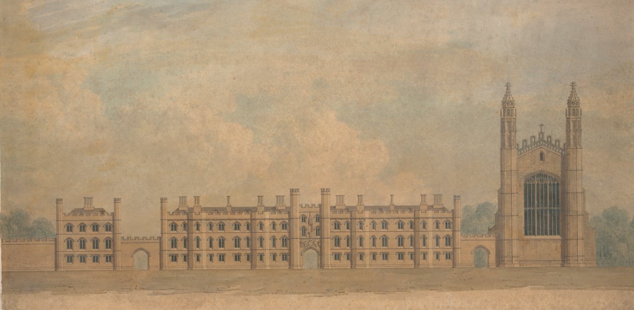King's College, Cambridge için Önerilen Bir Tasarımın Yüksekliği by William Wilkins