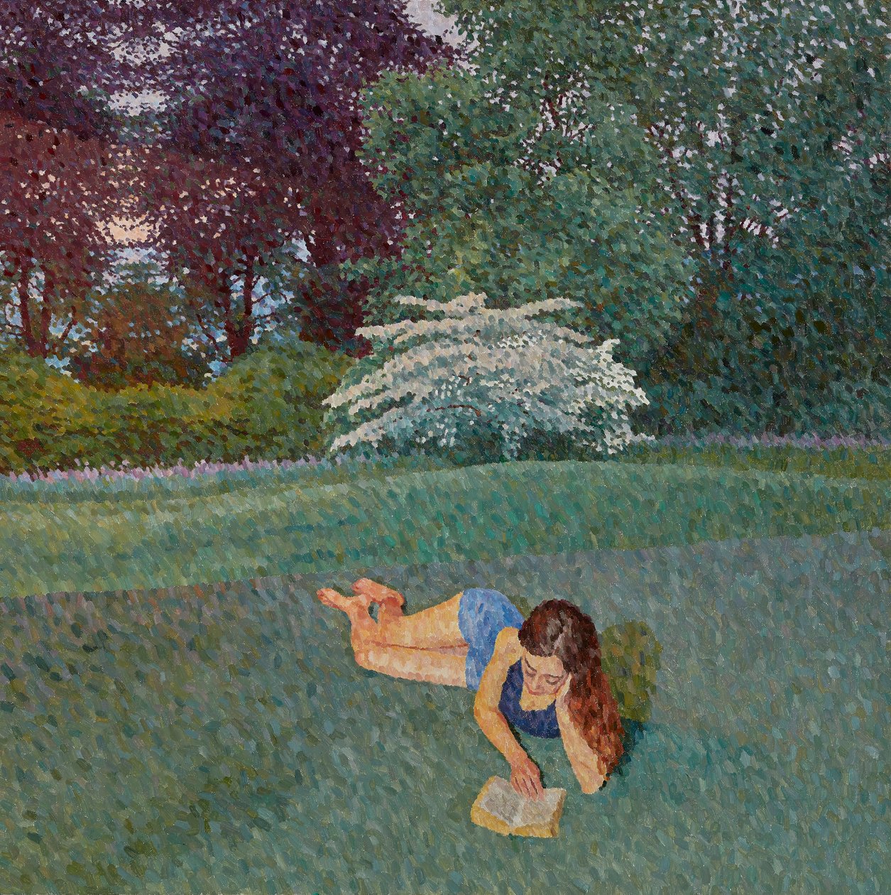 Manzarayla Okuyan Kız, 2019 (tuval üzerine yağlı boya) by William Wilkins