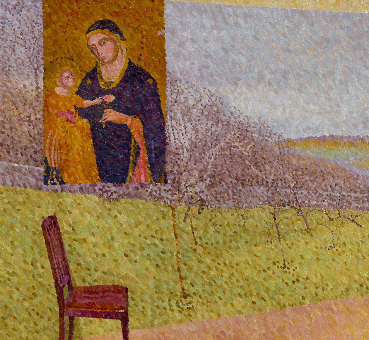 Manzaralı Madonna, 2021 (tuval üzerine yağlı boya) by William Wilkins