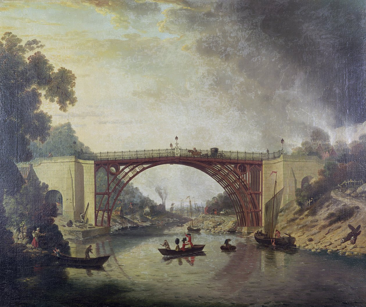 Coalbrookdale yakınlarındaki Dökme Demir Köprü, c.1780 by William Williams
