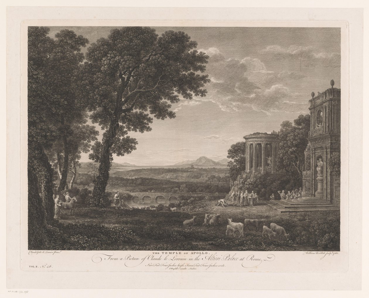 Apollon Tapınağı Önünde Kurban Eden Psişenin Babası ile Manzara Apollon Tapınağı (nesnedeki başlık) by William Woollett