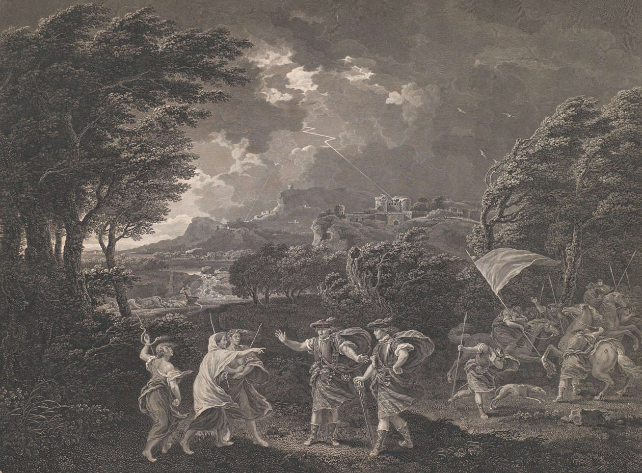 Macbeth ve Cadılar Shakespeare, Macbeth, 1. Perde, 1. Sahne, 1770. by William Woollett