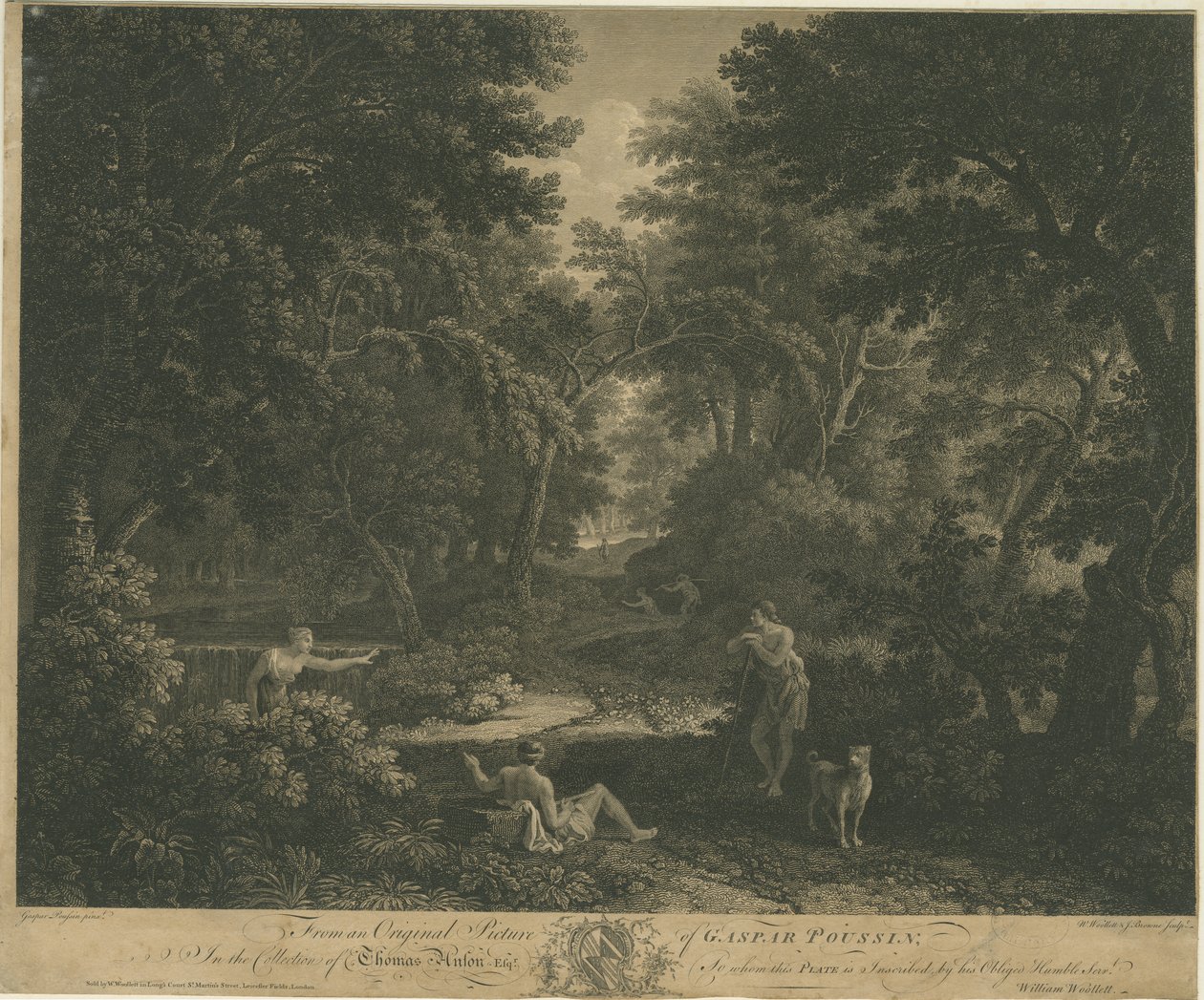 Shugborough - Woodland sahnesi: gravür ve [?17. yüzyılın ortası sonu] by William Woollett