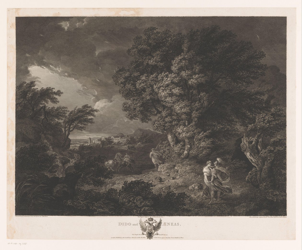 Dido ve Aeneas ile fırtınalı manzara Dido ve Aeneas (nesne üzerindeki başlık) by William Woollett