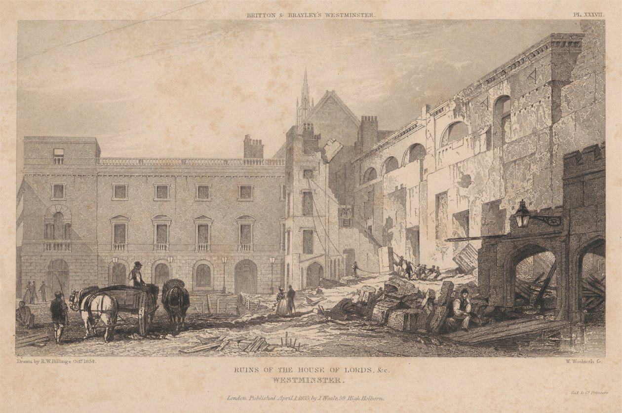 Lordlar Kamarası Harabeleri, Westminster by William Woolnoth