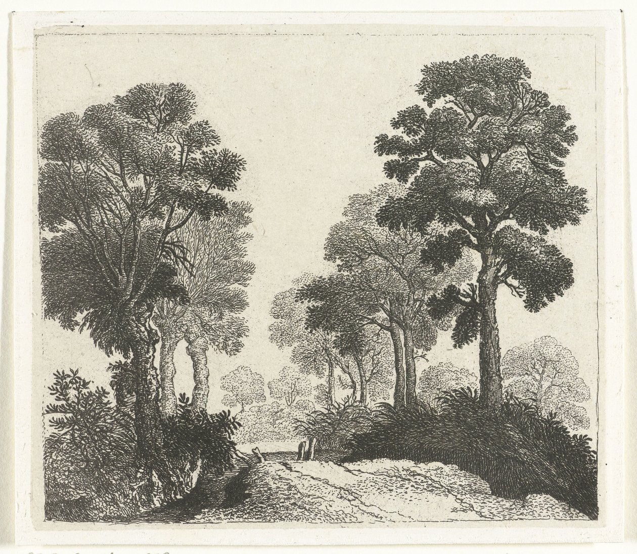 Bir yol boyunca ağaçlarla manzara by William Young Ottley