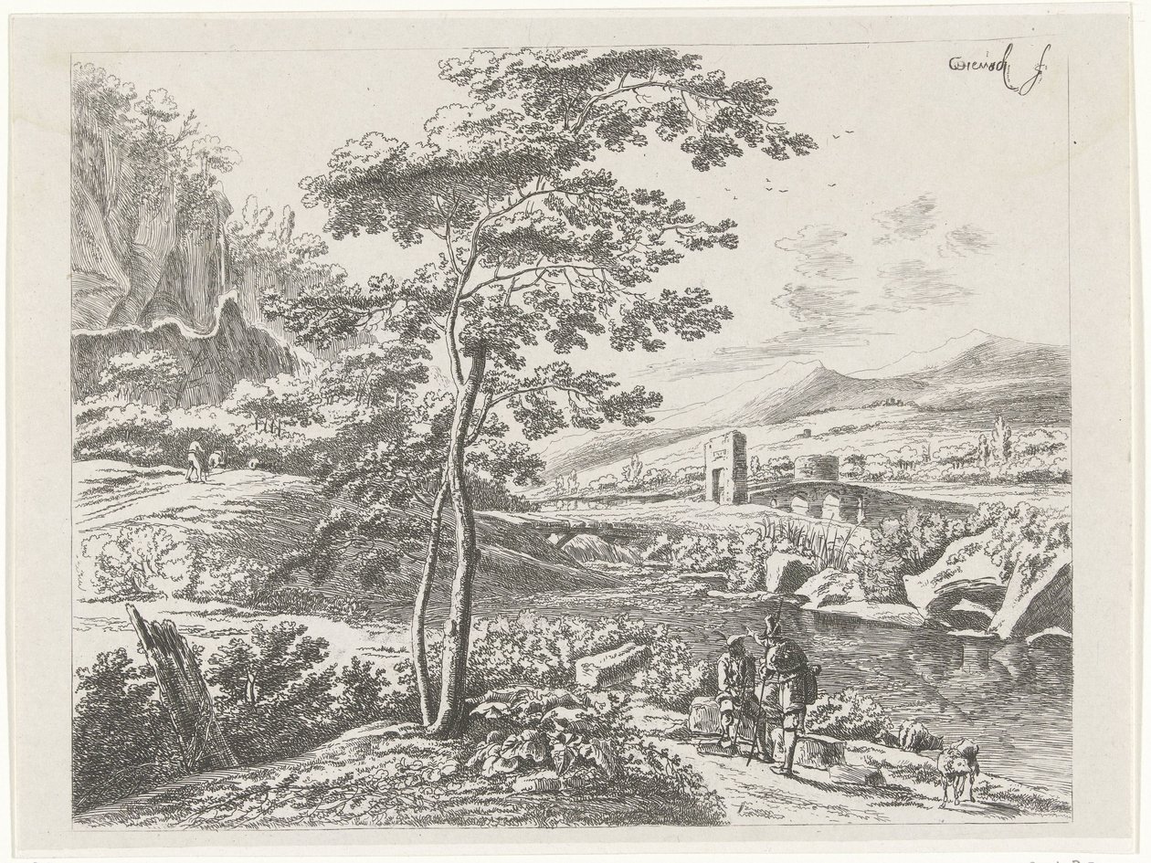 Bir hacı ve bir çoban ile manzara by William Young Ottley