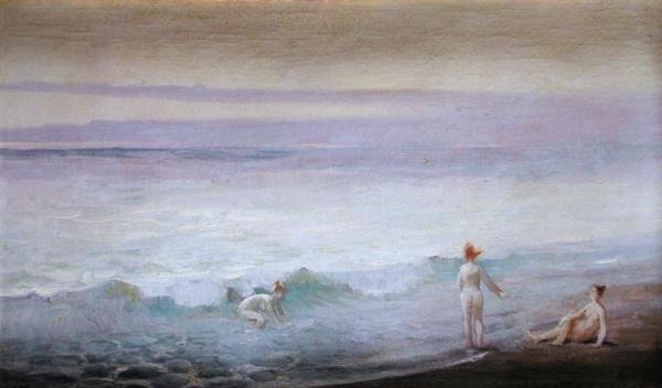 Figürlü Sahil Manzarası (tuval üzerine yağlı boya) by William de Leftwich Dodge