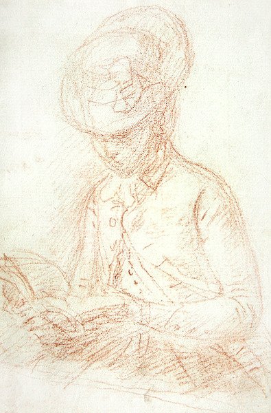 Okuma alışkanlığı olan kadın (kağıt üzerinde kırmızı tebeşir) by William of Bath Hoare