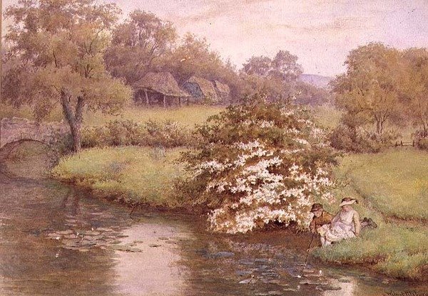 Dere kenarında oynayan çocuklar by Wilmot R.W.S. Pilsbury