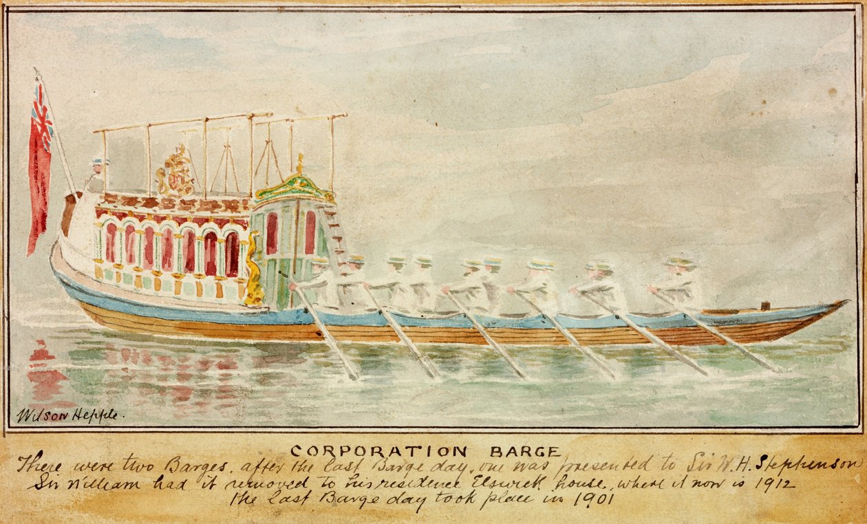 The Corporation Barge (kağıt üzerine mürekkep ve sulu boya) by Wilson Hepple