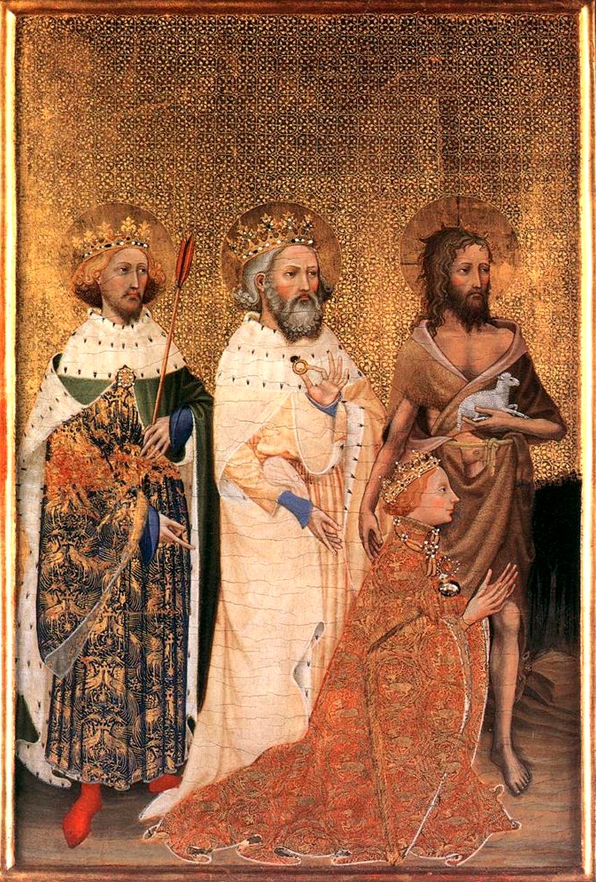 İngiltere Kralı II. Richard, 1395-1399 yılları arasında koruyucu azizleriyle birlikte. by Wilton Master