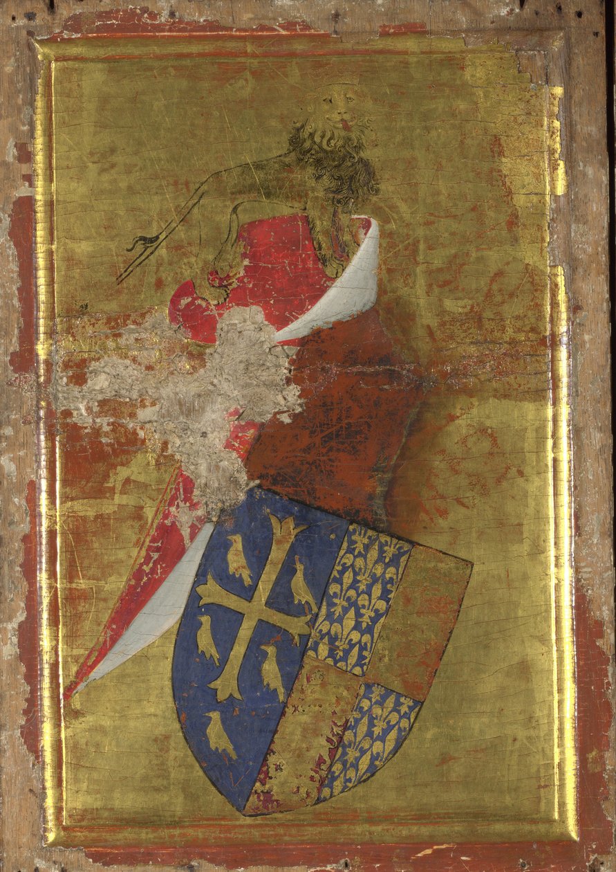 İngiltere Kralı II. Richard'ın arması Wilton Diptych'in dış paneli, 1395 ile 1399 arası by Wilton Master