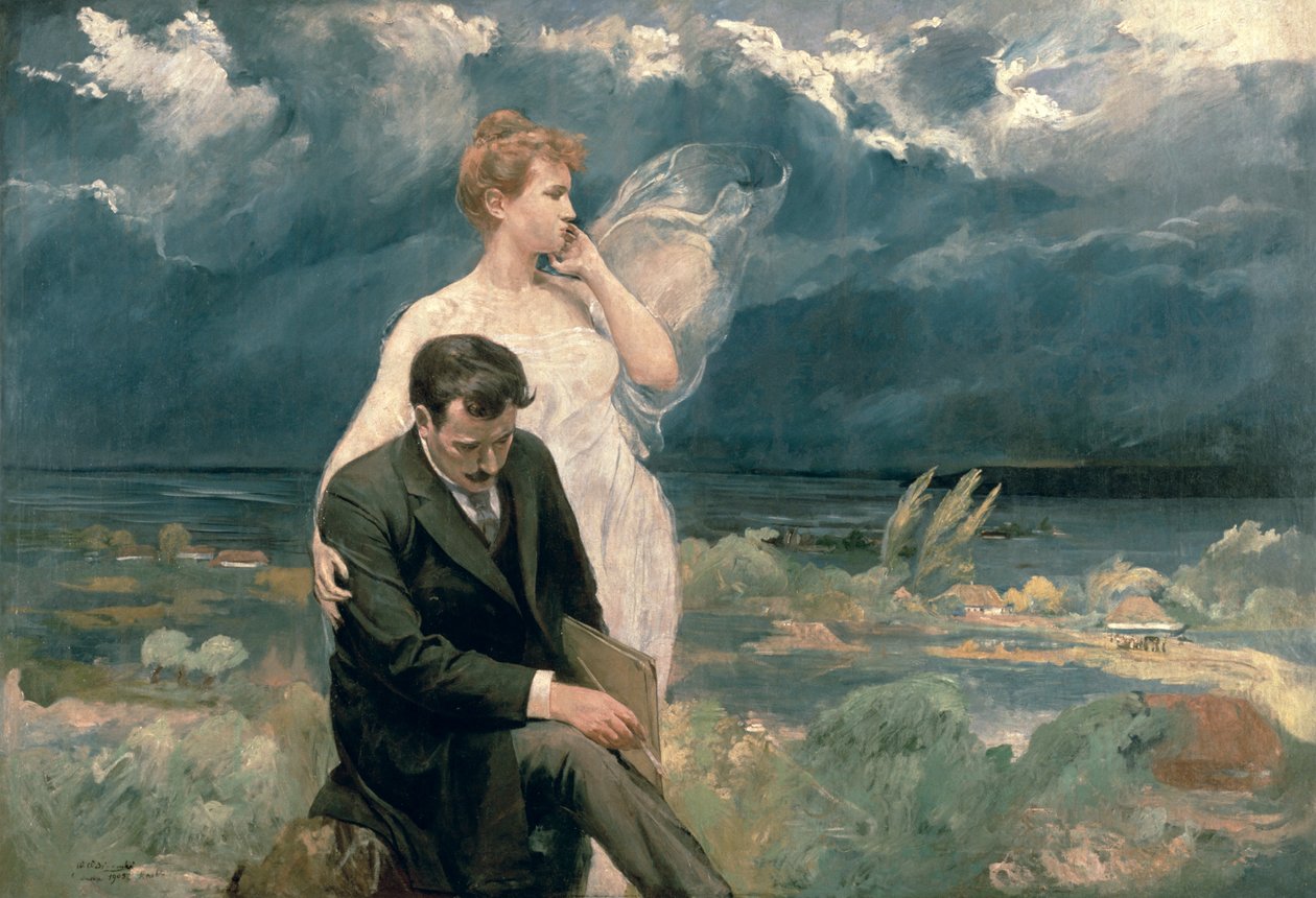 Muse ile ressam, 1905 by Wincenty Wodzinowsky