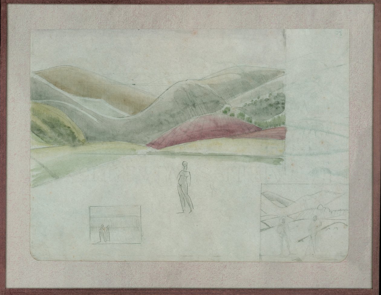 Santissima Trinita için çalışma, c.1924 (kağıt üzerine kalem ve sulu boya) by Winifred Knights