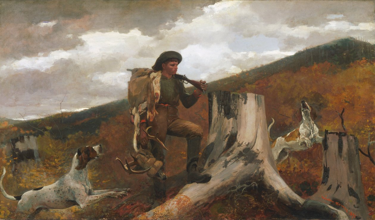 Bir Avcı ve Köpekler by Winslow Homer