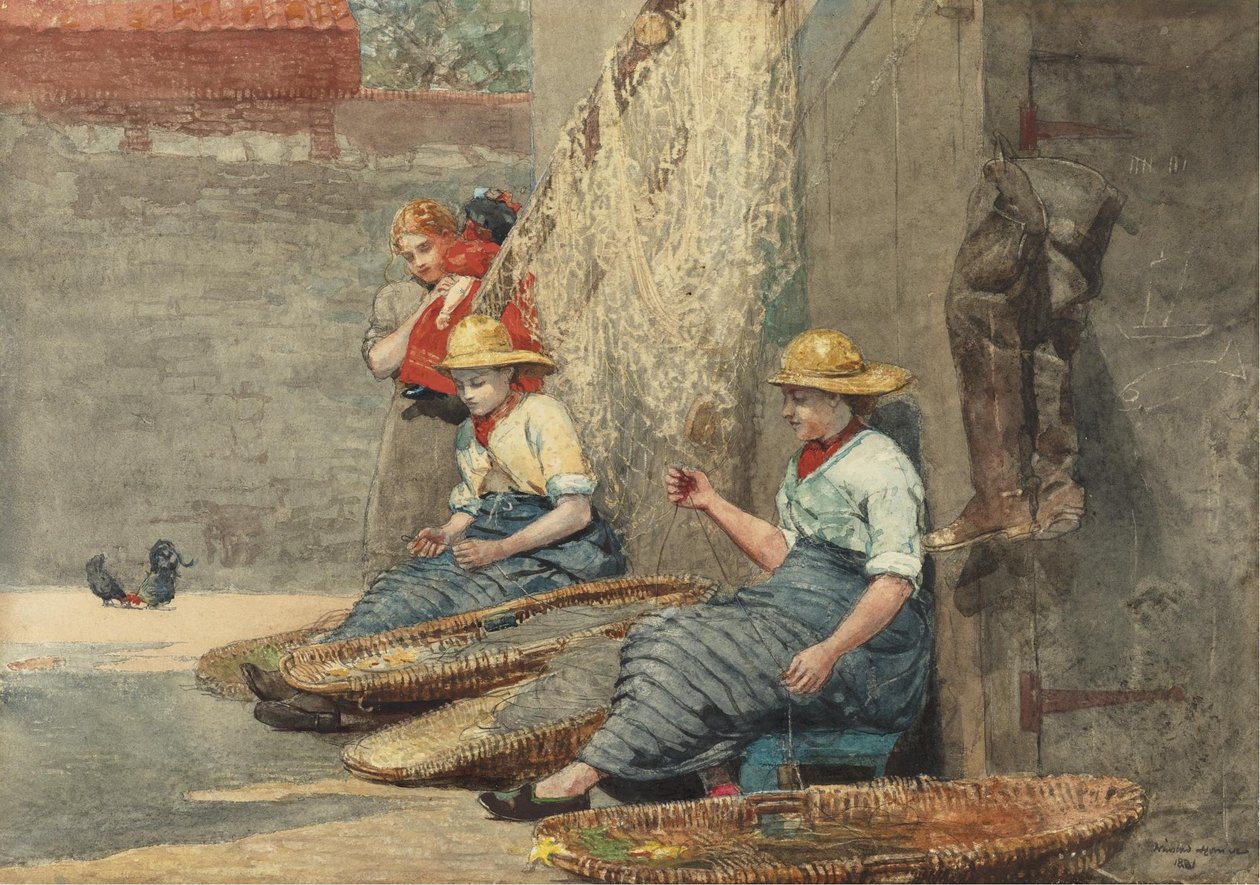 Fishergirls sarmal mücadele by Winslow Homer