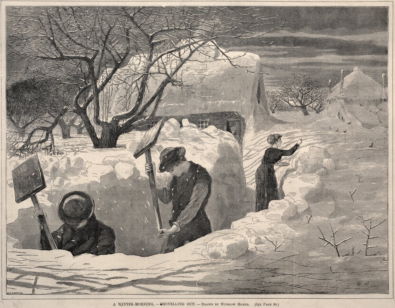 Bir Kış Sabahı, - Kürekle Dışarı Çıkmak, 1871. by Winslow Homer