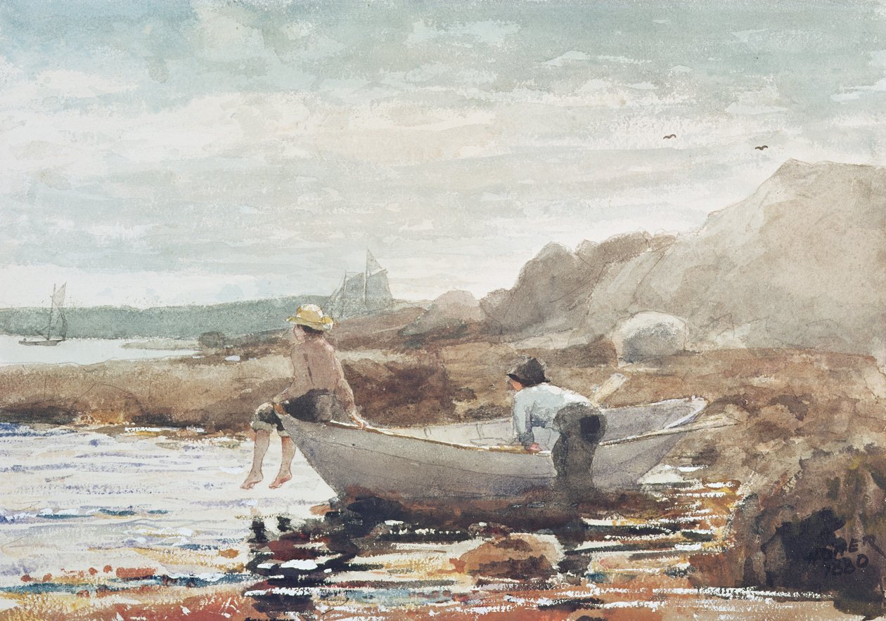 Sahildeki Çocuklar (kağıt üzerine sulu boya) by Winslow Homer