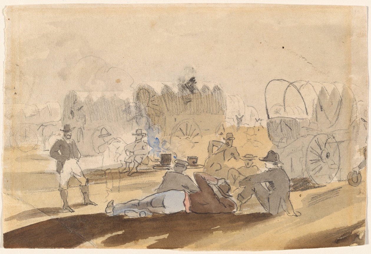Kapalı Vagonların Dinlendiği Karavan [rekto] by Winslow Homer