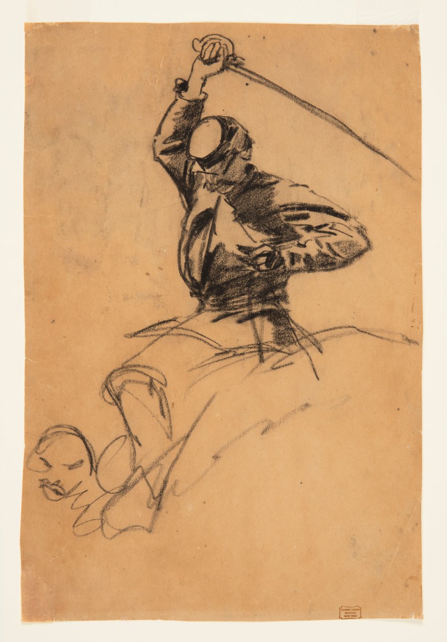 At sırtında kılıçlı süvari askeri by Winslow Homer