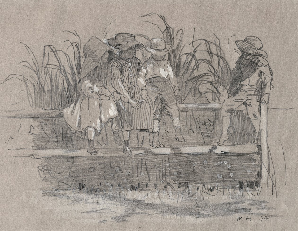 Çitin Üzerinde Oturan Çocuklar by Winslow Homer