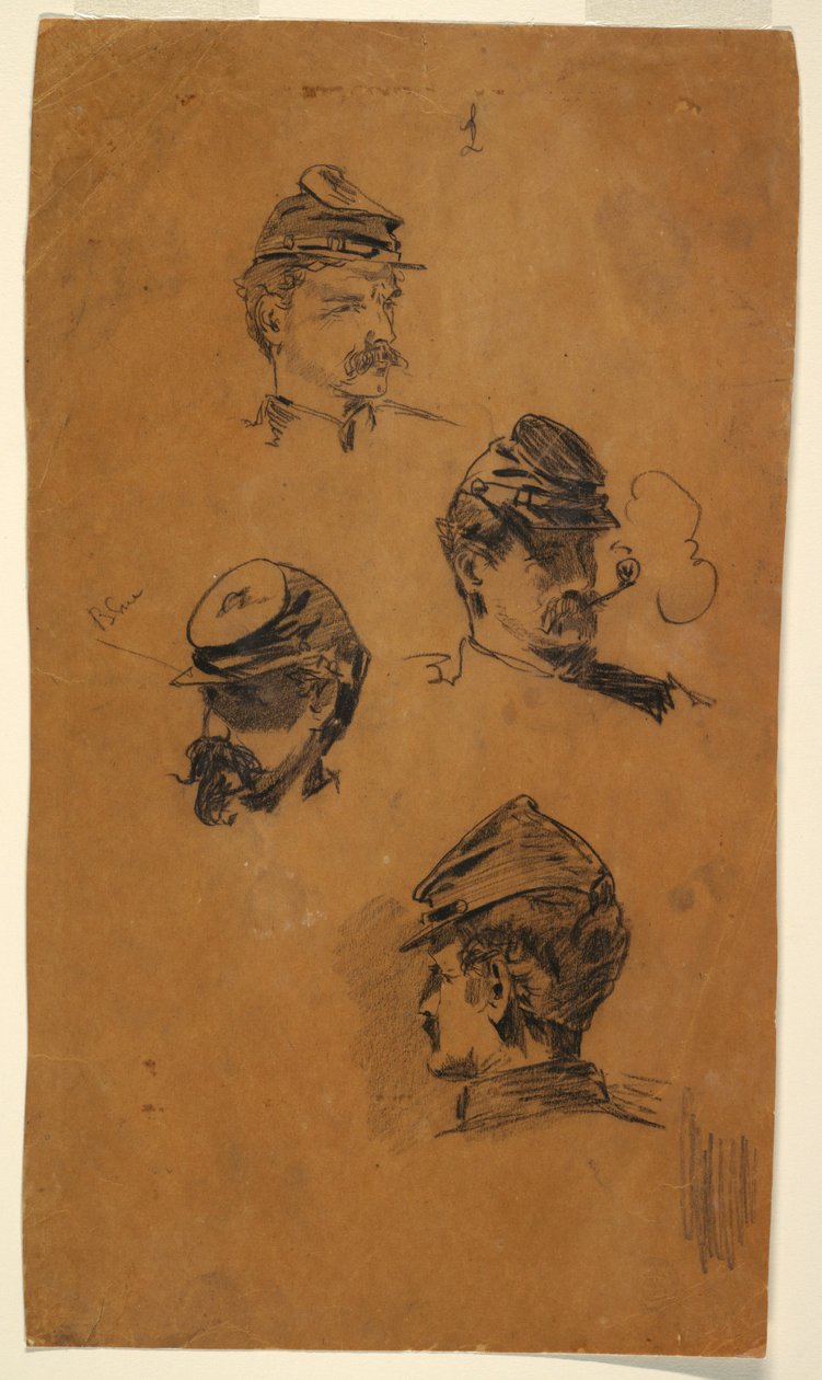 Çizim, Dört Asker Çalışması, yaklaşık 1863 by Winslow Homer
