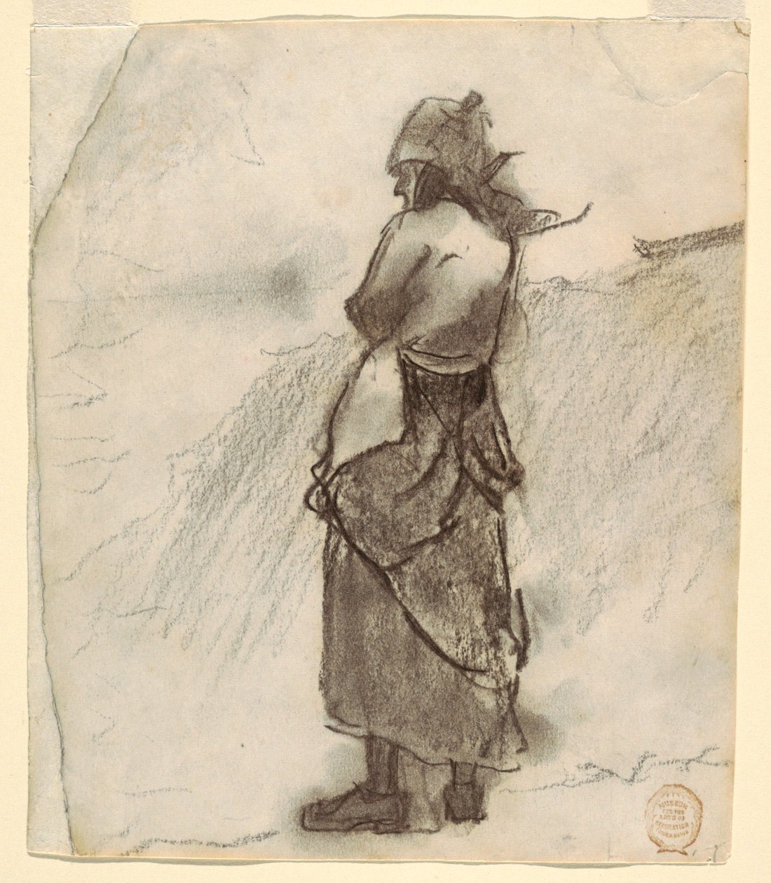 Çizim, Denize Bakan Kadın, Cullercoats, İngiltere, 1881-82 by Winslow Homer