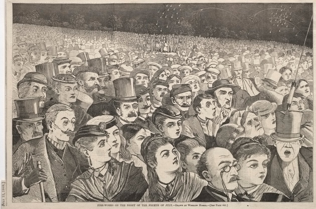 Dört Temmuz 1868 Gecesi Ateş İşleri. by Winslow Homer