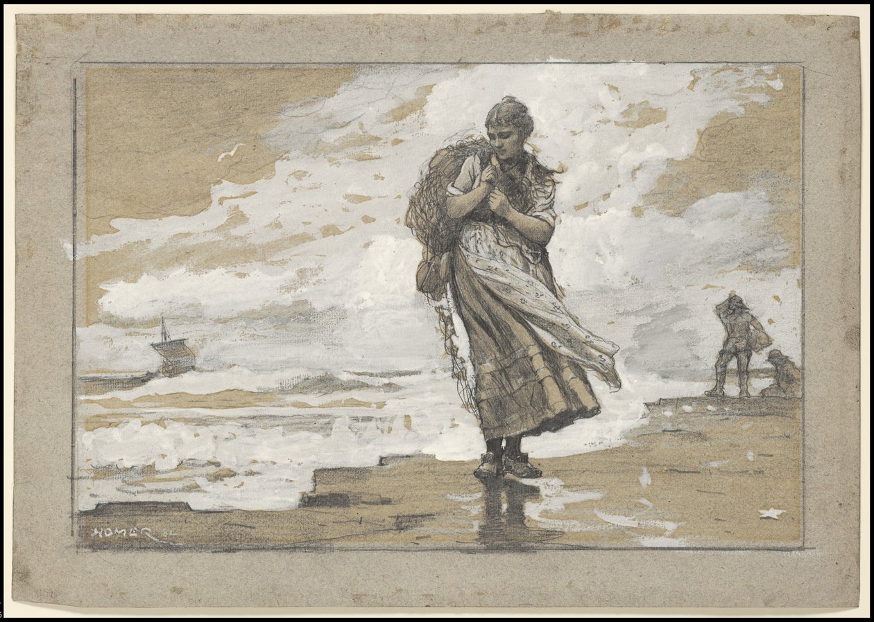 Fileli Balıkçı Kız, 1882 by Winslow Homer