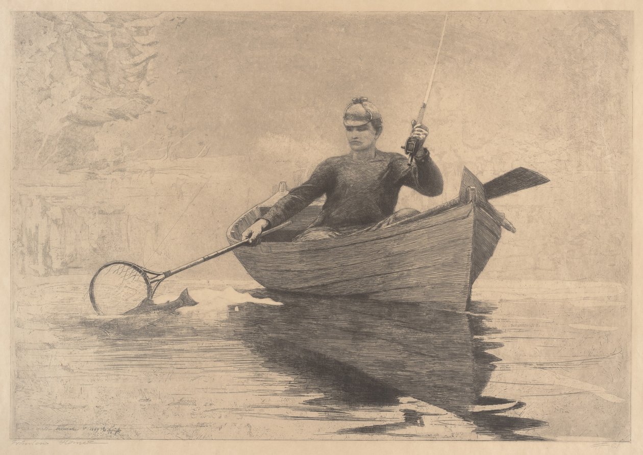Fly Fishing, Saranac Gölü, 1889 by Winslow Homer