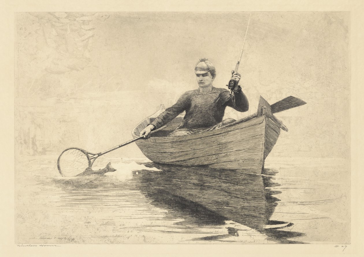 Fly Fishing, Saranac Gölü, 1889 by Winslow Homer