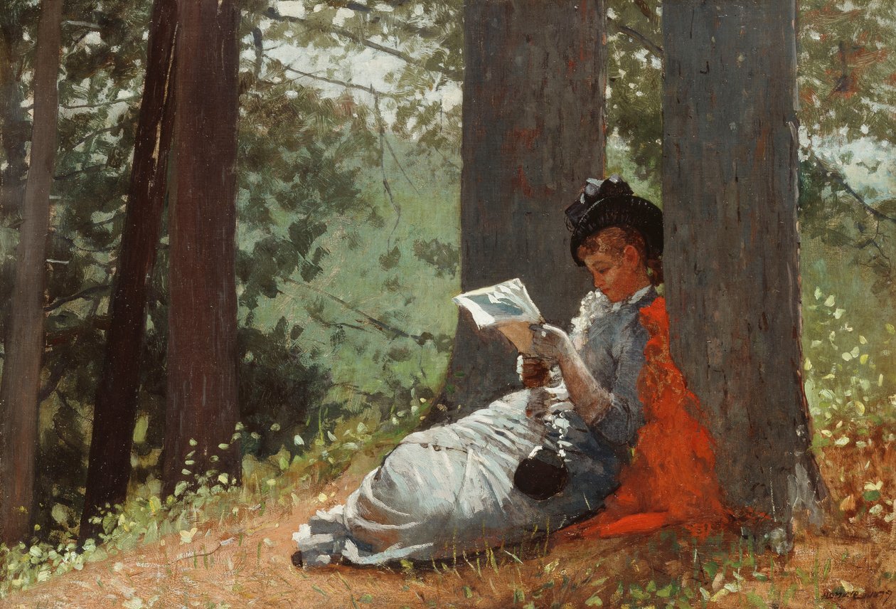 Meşe Ağacının Altında Kitap Okuyan Kız, 1879 by Winslow Homer