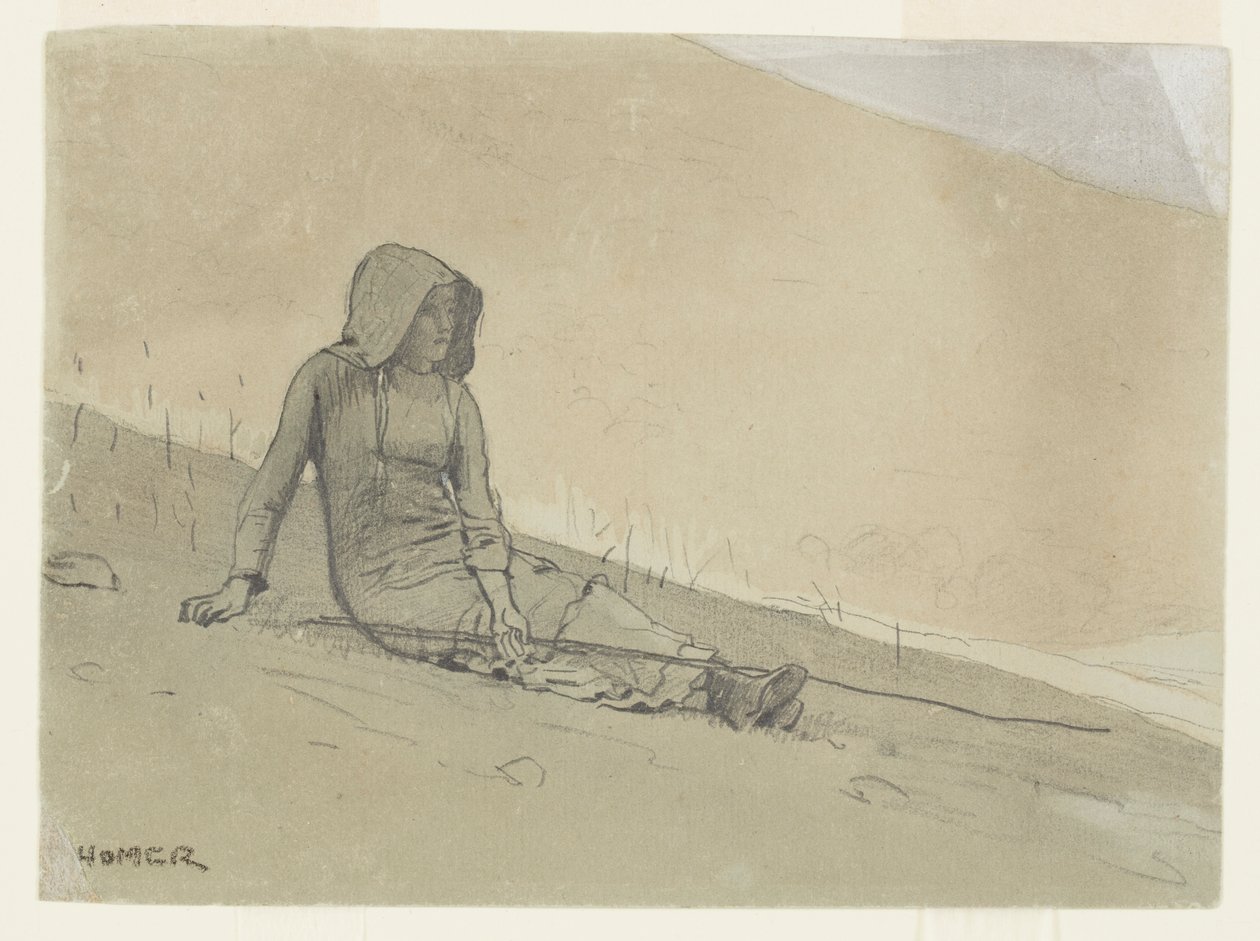 Bir Yamaçta Oturan Kız by Winslow Homer