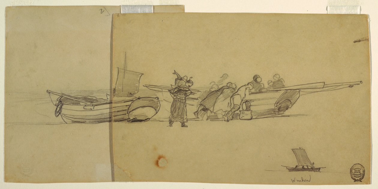 Balıkçı Dory Boşaltma Erkekler ve Kadınlar, Cullercoats, İngiltere by Winslow Homer
