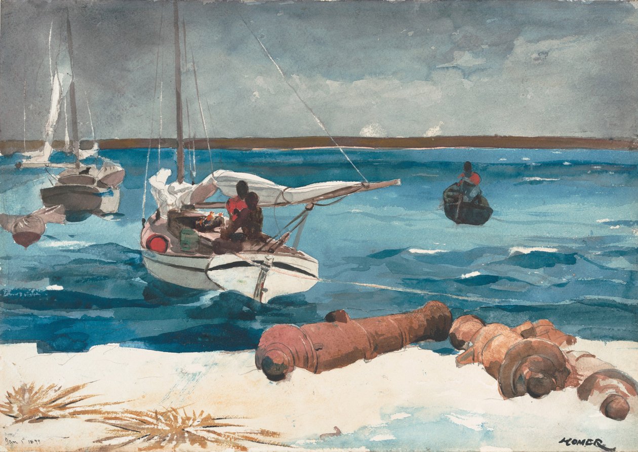 Nassau, 1899 (kirli beyaz dokuma kağıt üzerinde wc ve grafit) by Winslow Homer