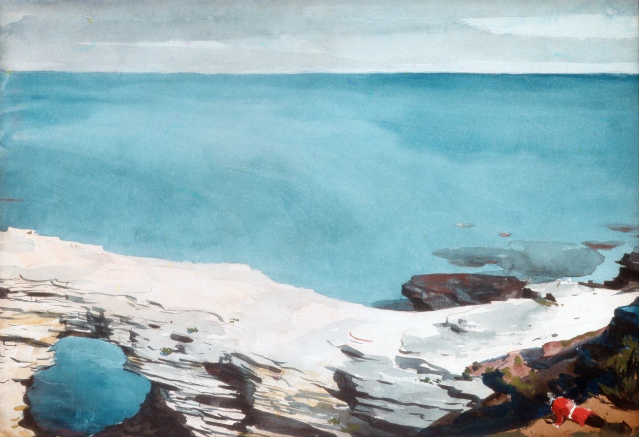 Natural Bridge, Bermuda, c.1901 (beyaz dokuma kağıt üzerine wc ve grafit) by Winslow Homer