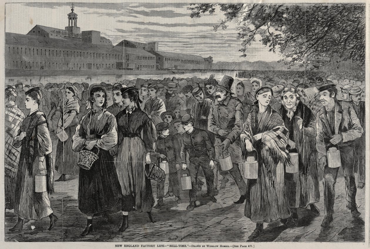 New England Fabrika Ömrü - Çan Zamanı, 1868. by Winslow Homer