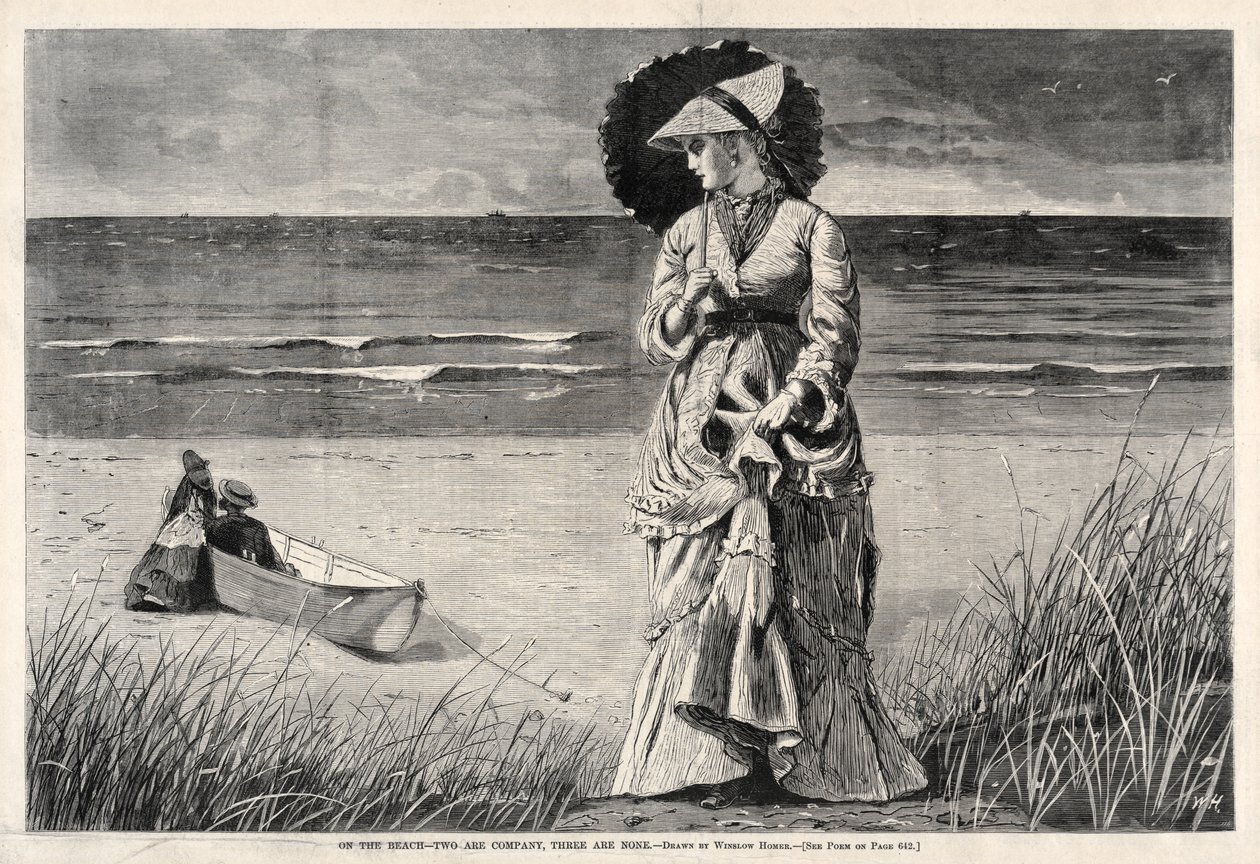 Sahilde - İkisi Şirket, Üçü Yok, 1872. by Winslow Homer