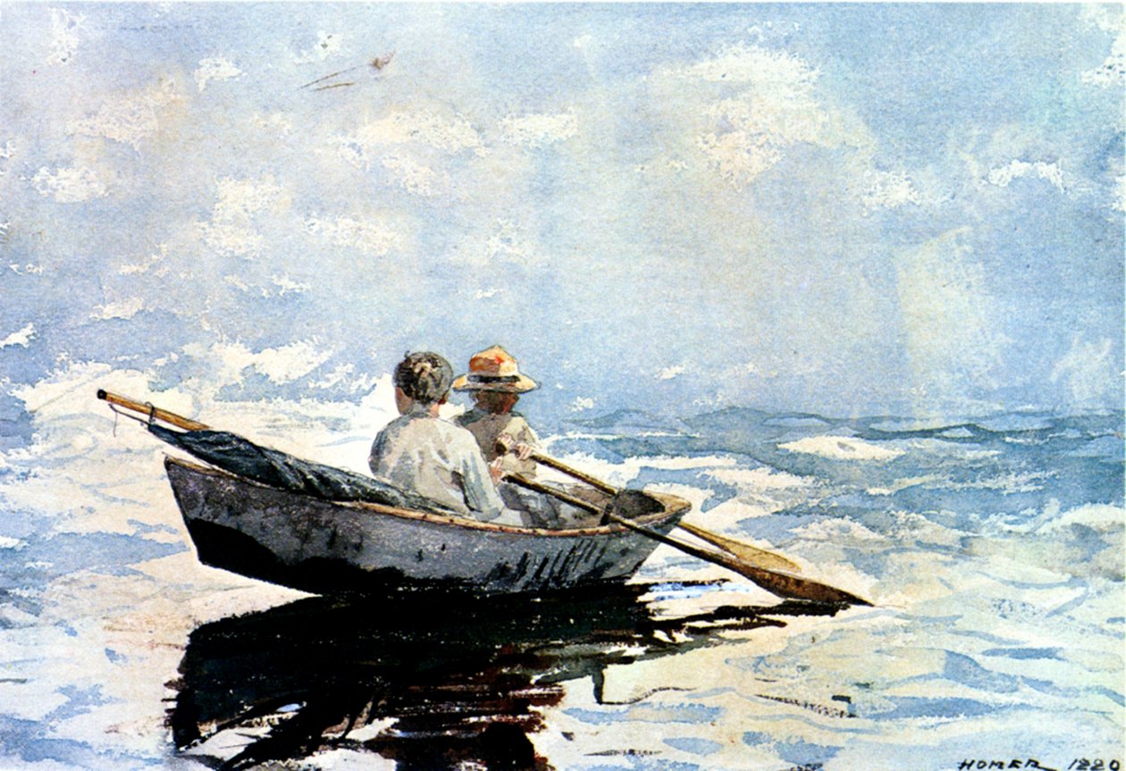 Teknede Kürek Çekmek, 1880 (gemide kağıt üzerinde wc) by Winslow Homer