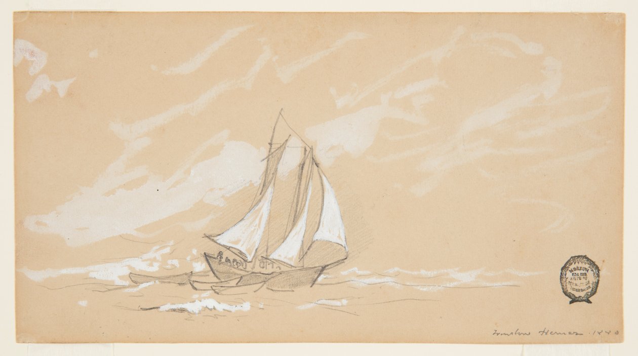 Üç Dories ile Schooner by Winslow Homer