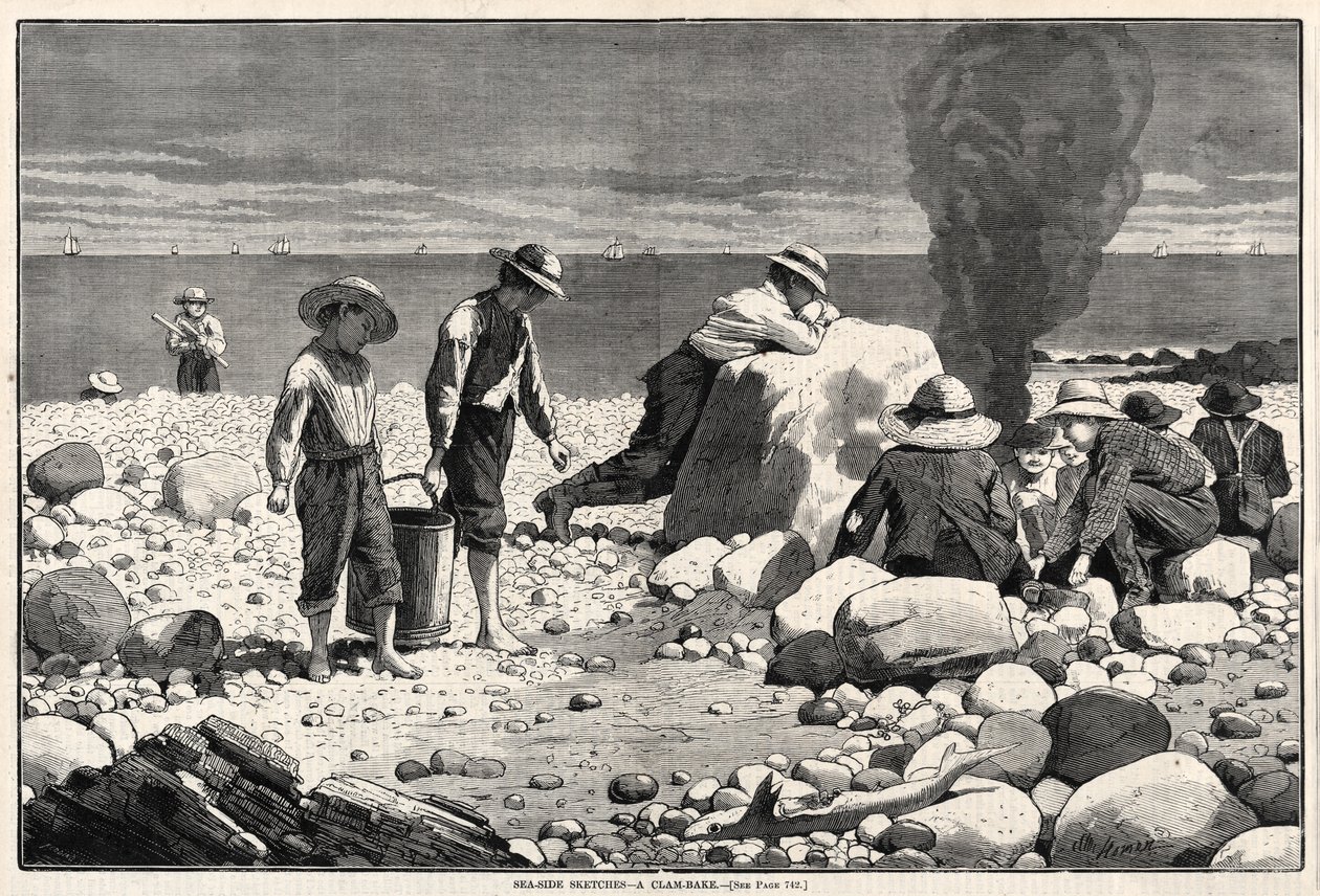 Sahil Eskizleri - Bir Deniz Tarağı Fırını, 1873. by Winslow Homer