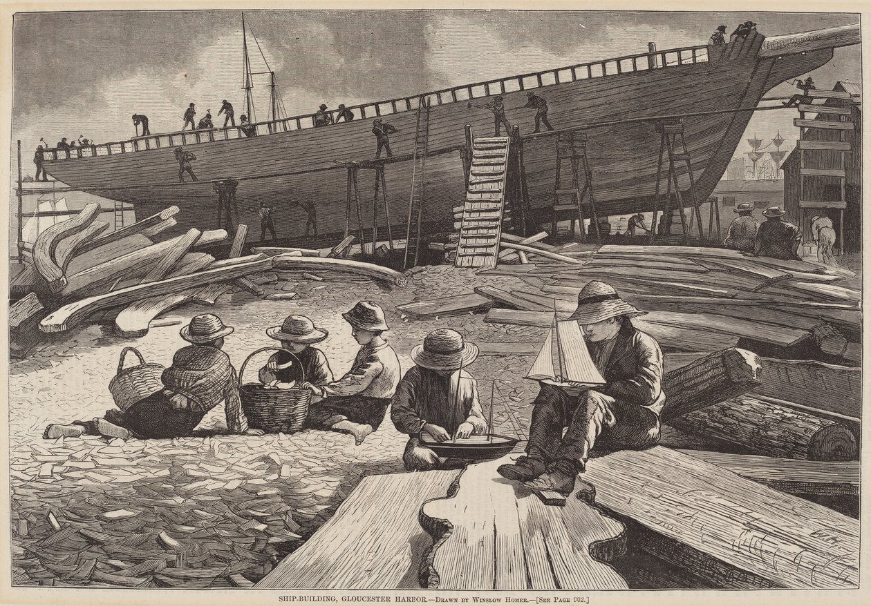 Ship-Building, Gloucester Harbour, 1873