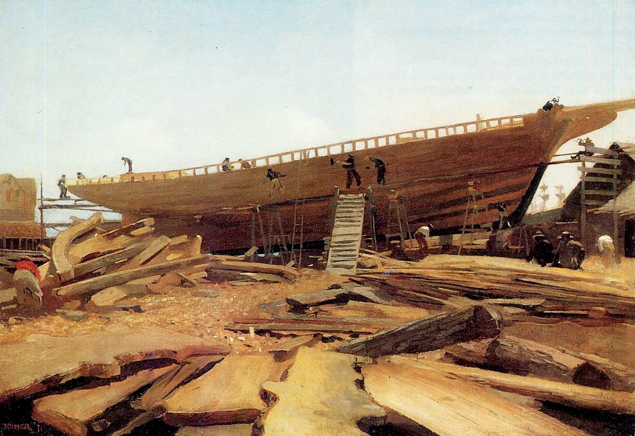 Gemi İnşası, Gloucester, ABD, 1871 by Winslow Homer