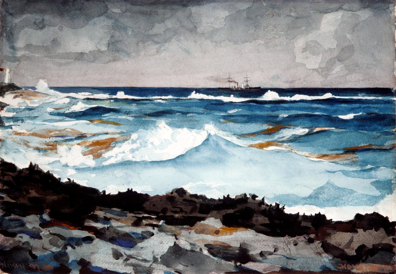 Shore and Surf, Nassau, 1899 (kağıt üzerinde wc ve grafit) by Winslow Homer