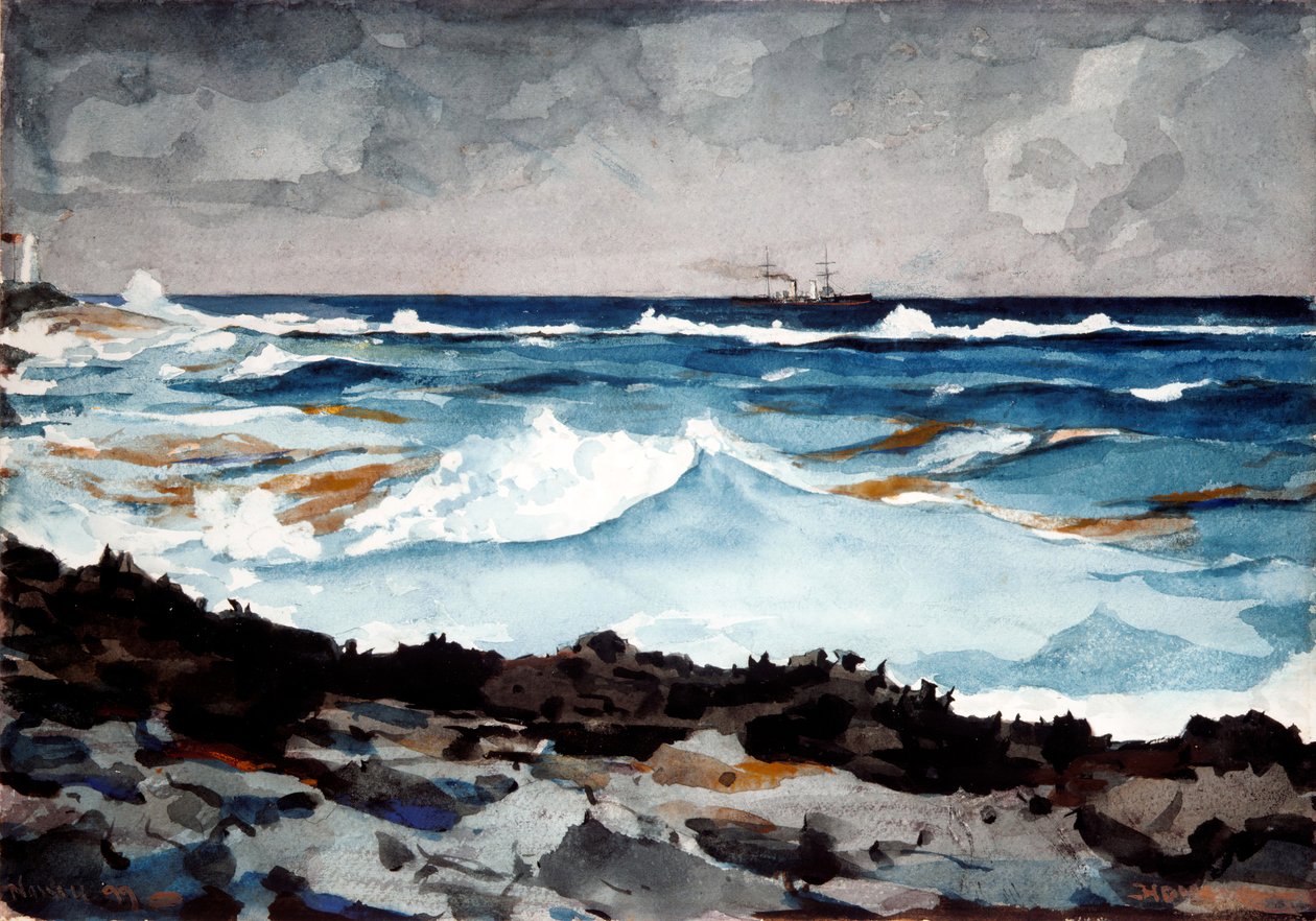 Kıyı ve Sörf, Nassau, 1899. by Winslow Homer