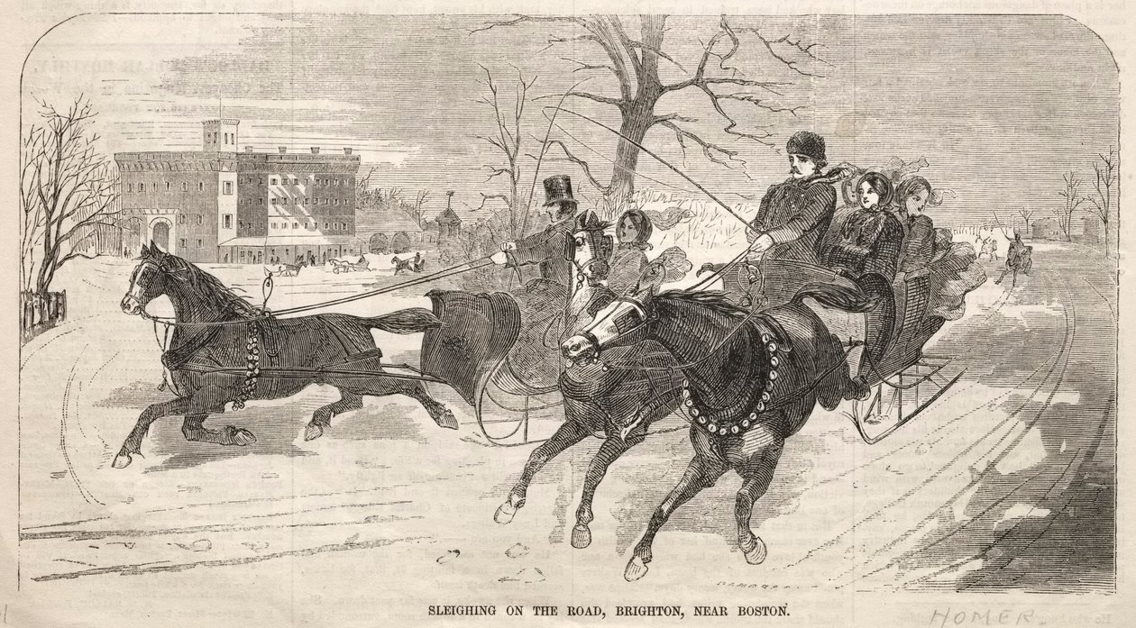 Yolda Kızak, Brighton, Boston yakınlarında, 1859. by Winslow Homer