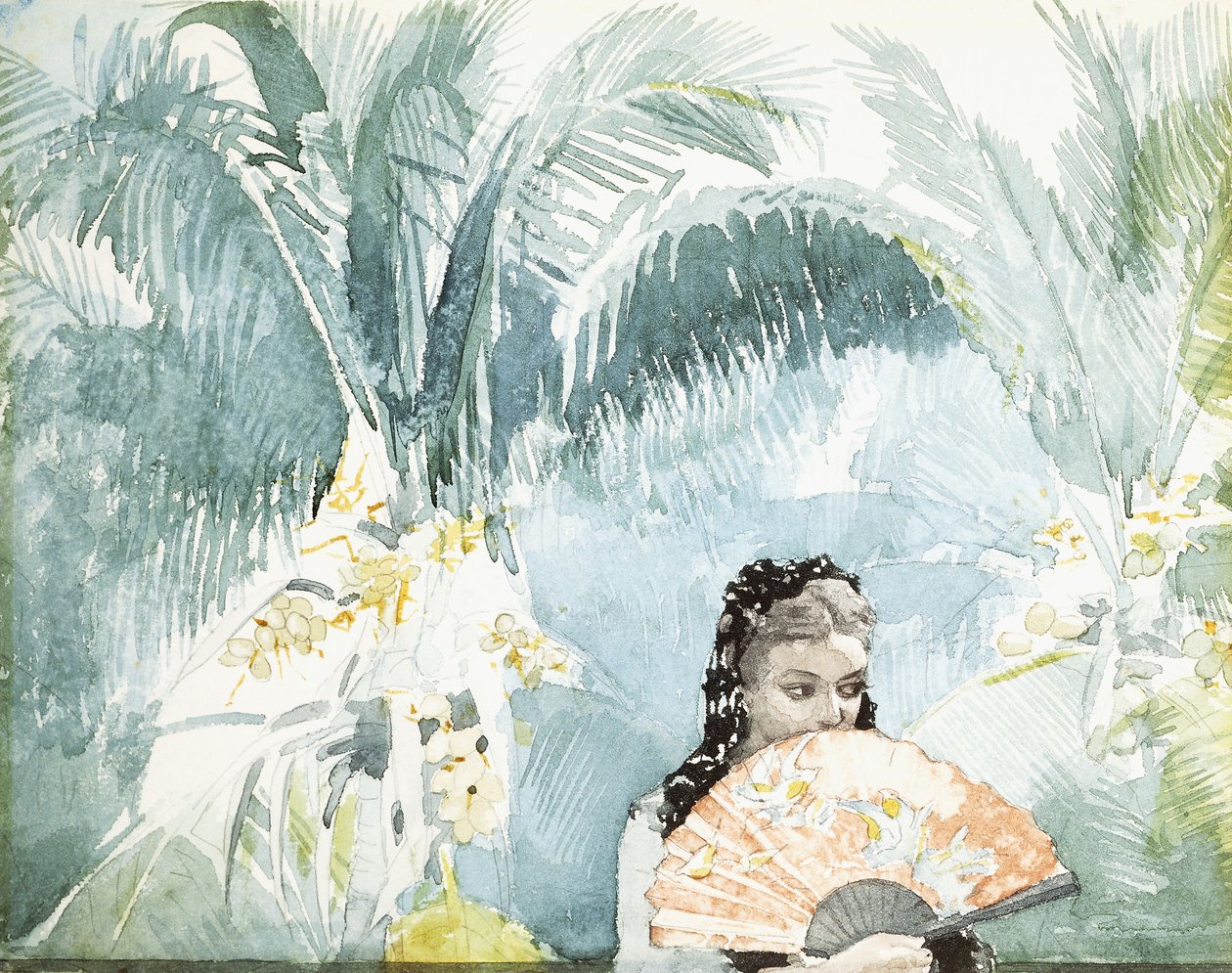 Yelpazeli İspanyol Kız, 1885 by Winslow Homer
