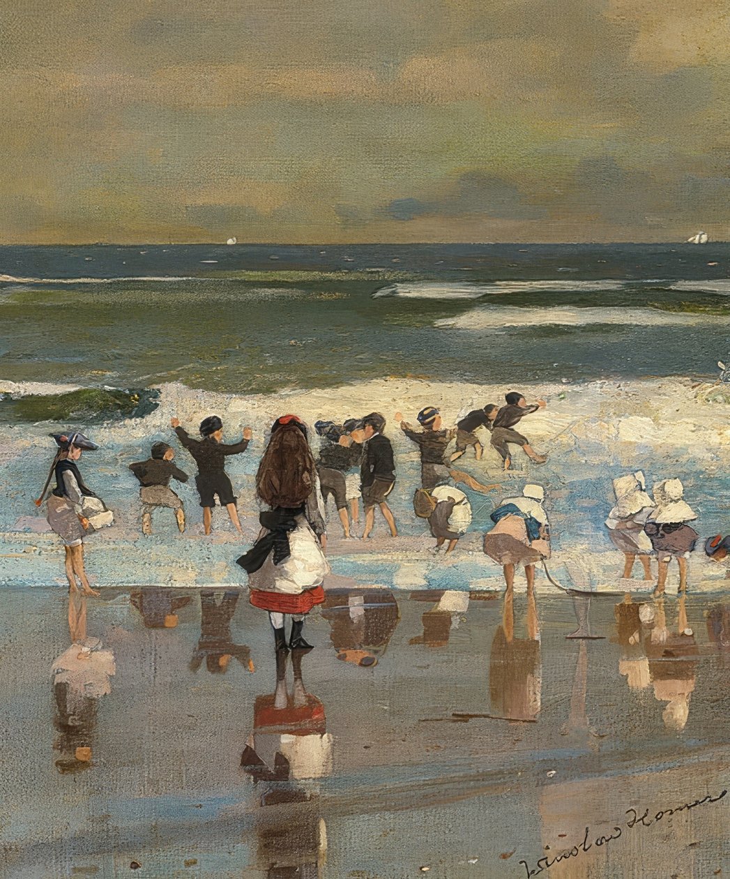 Plaj sahnesi. 1869 civarında by Winslow Homer