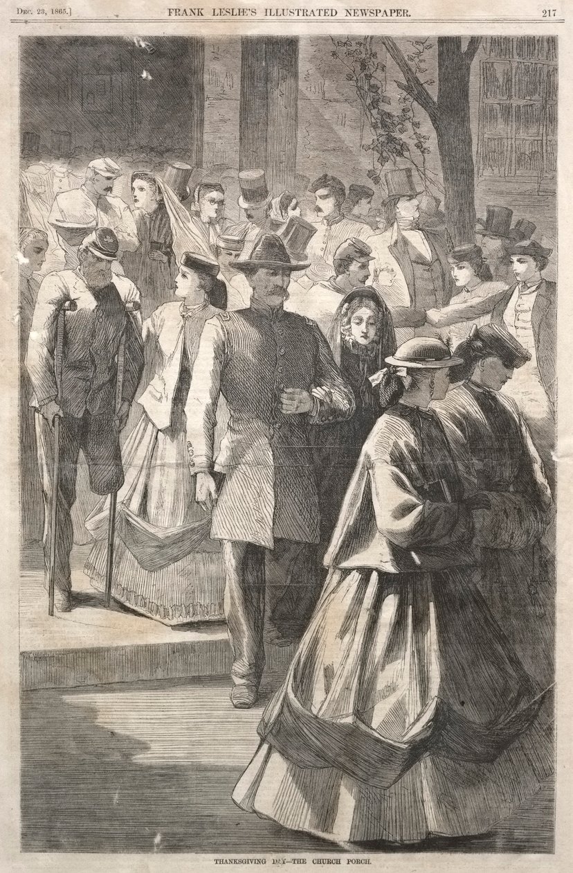 Şükran Günü - Kilise Sundurması, 1865. by Winslow Homer